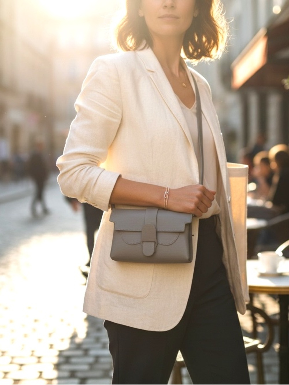 NWT Senreve Aria Mimosa Leather Crossbody Belt Bag Latte